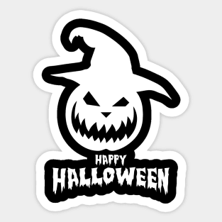 Happy Halloween With White Scary Pumpkin Sticker